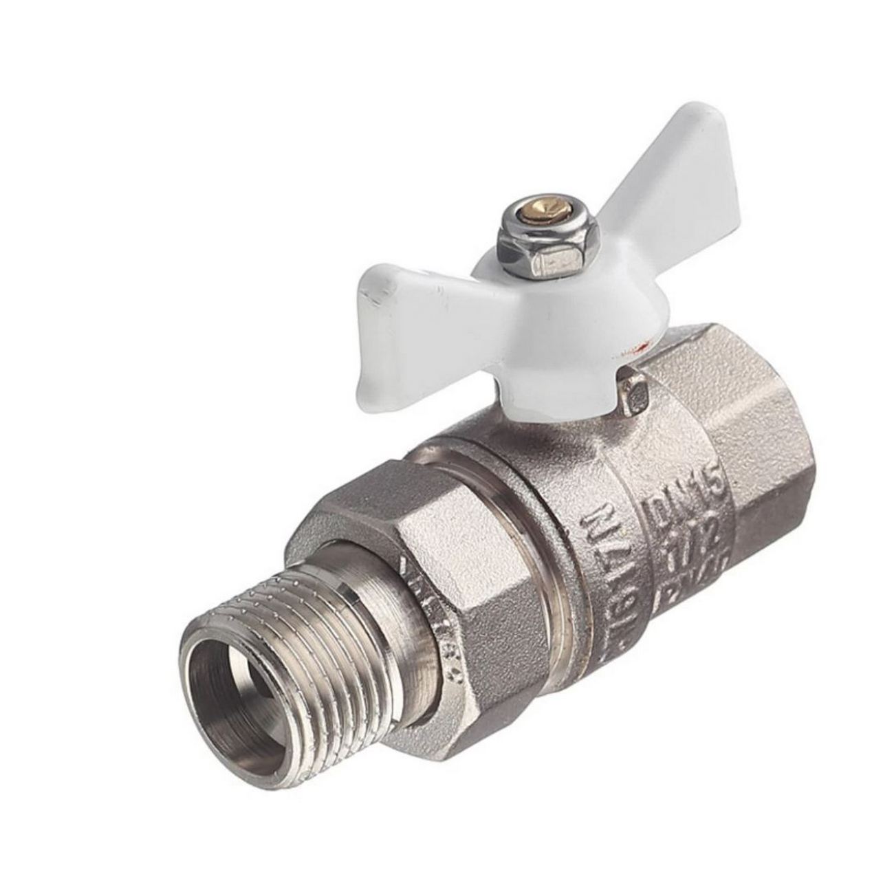 КРАН  шар. со сгоном   1/2''  ВР-НР БАБОЧКА (БЕЛАЯ) VALTEC VT.227S.NW.04 ГОСТ